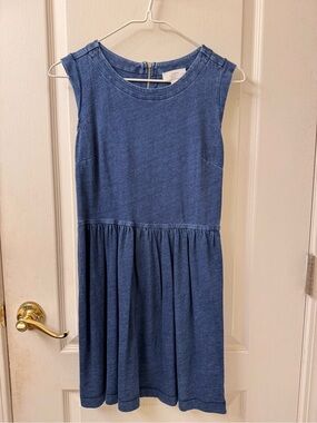 LOFT Women’s Petite Sleeveless Cotton Denim-Wash Look Mini Dress. 100% cotton